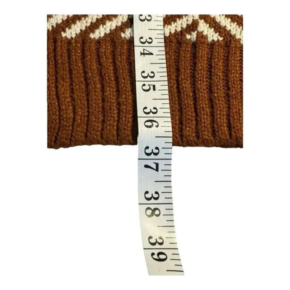 NEW Fortune + Ivy Women's XL Brown & White Chevron Cardigan Shawl Collar Sweater - Picture 6 of 8